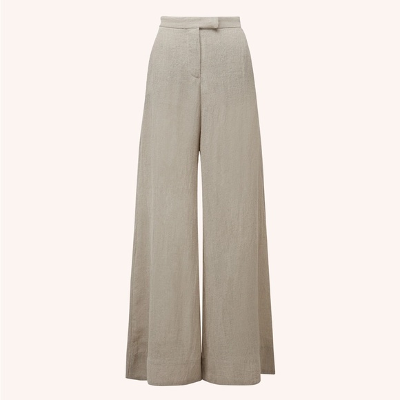 Lisa Marie Fernandez Pants - LMF Beige Organic Linen Wide Leg Pants Trousers